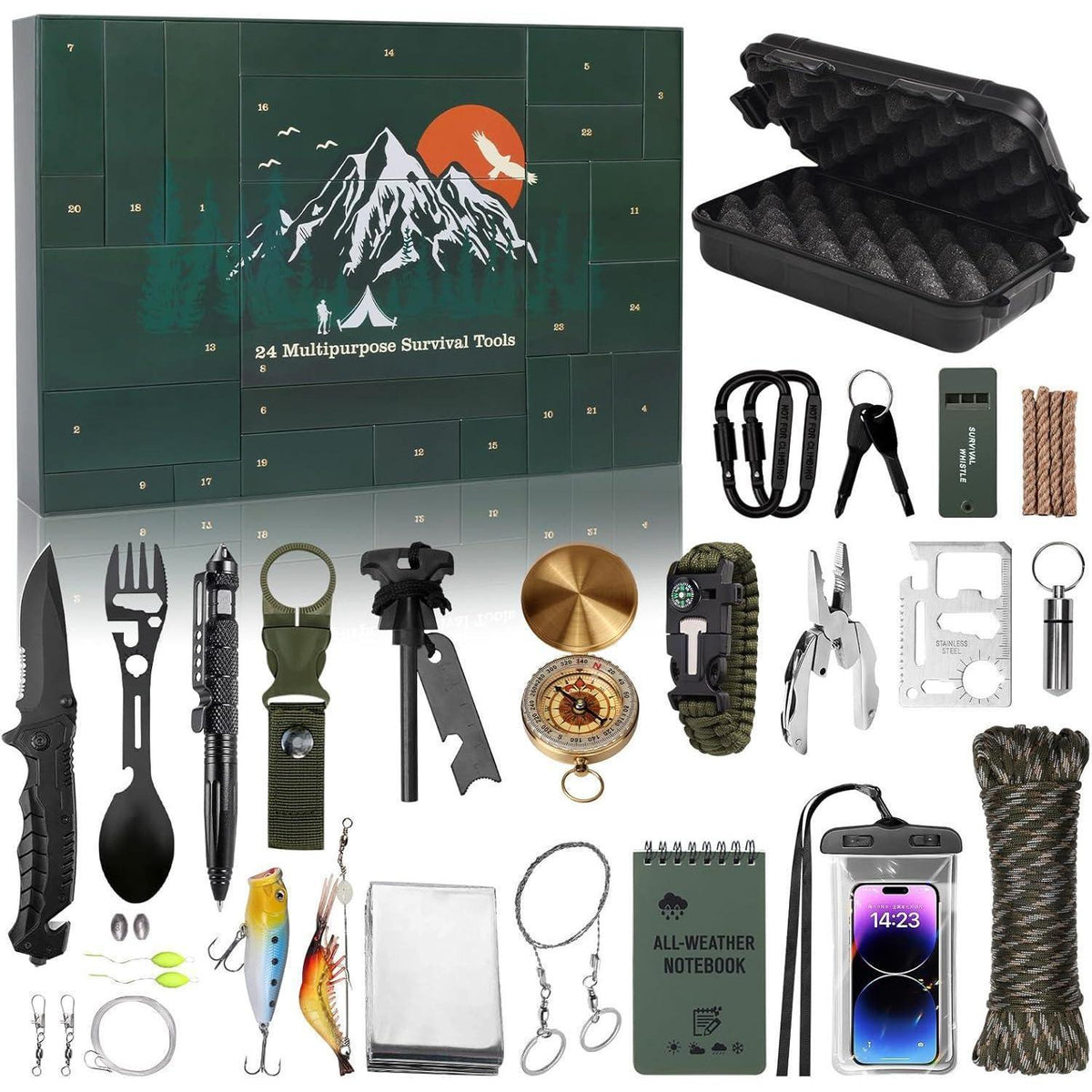 Adventskalender Überlebensset 24 Tage Outdoor Camping Gadgets
