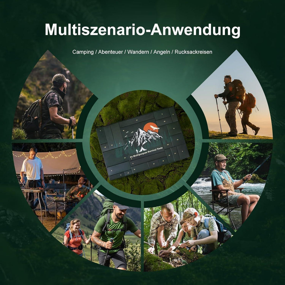 Adventskalender Überlebensset 24 Tage Outdoor Camping Gadgets