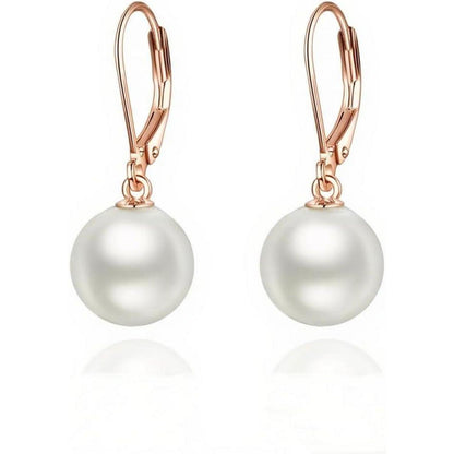 Hängende Perlenohrringe Sterling Silber Roségold