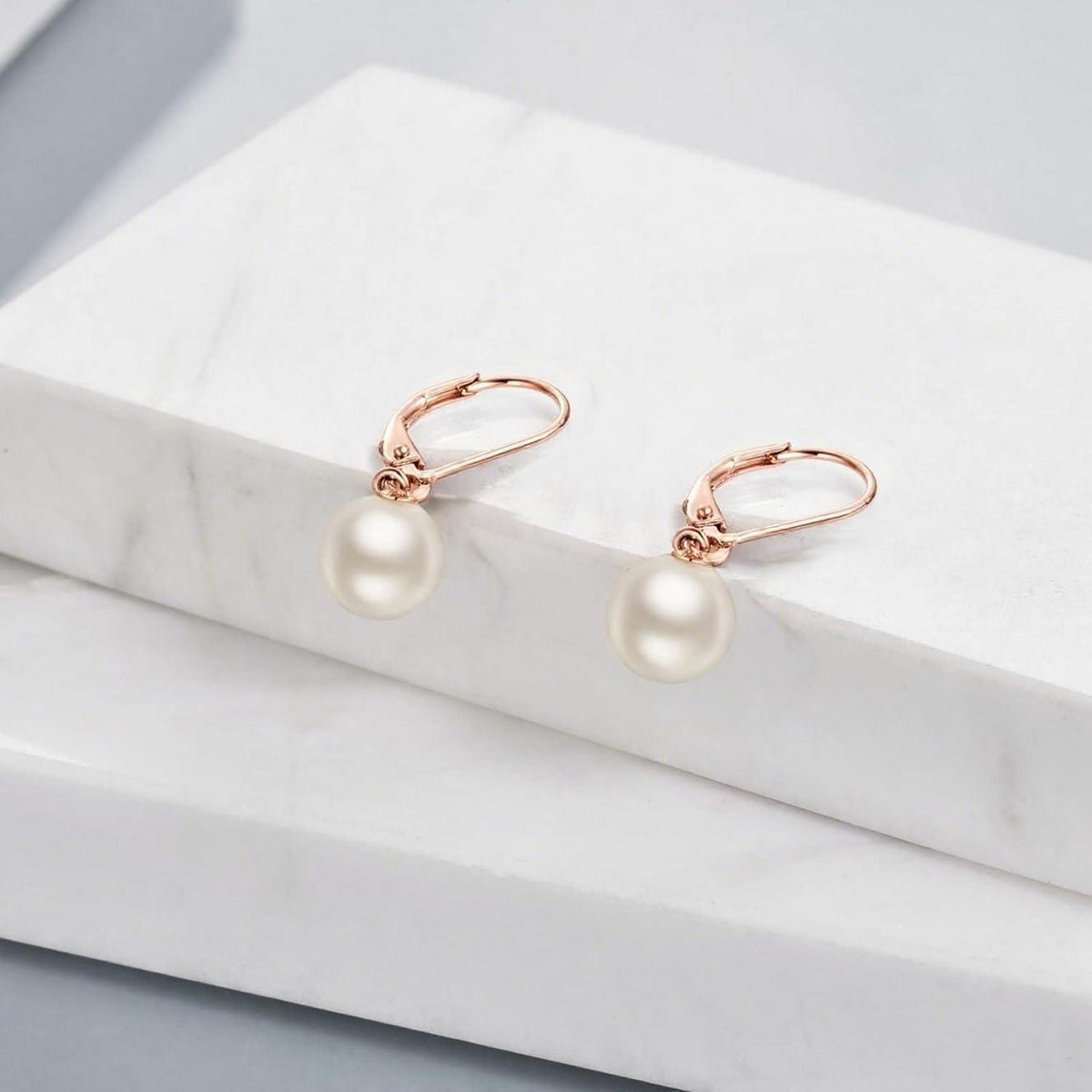 Hängende Perlenohrringe Sterling Silber Roségold