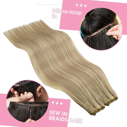 Echthaar Tressen Blond 60 cm – Goldblond Highlights