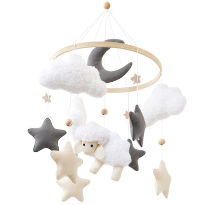 Holz Schaf Mobile Babybett Windspiel Filz Wolke Stern