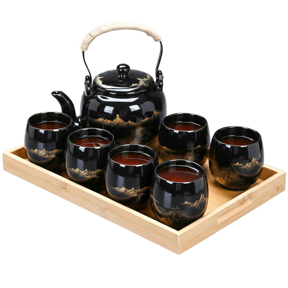Japanisches Teeservice Set mit Teekanne & 6 Tassen