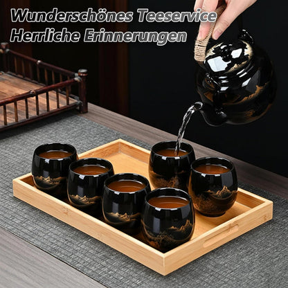 Japanisches Teeservice Set mit Teekanne & 6 Tassen