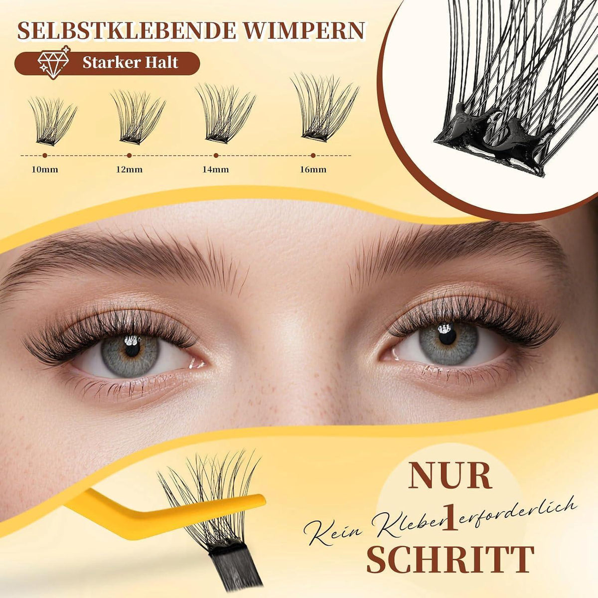 Selbstklebende Wimpern 120 Stück – Kein Kleber, Einfaches Auftragen