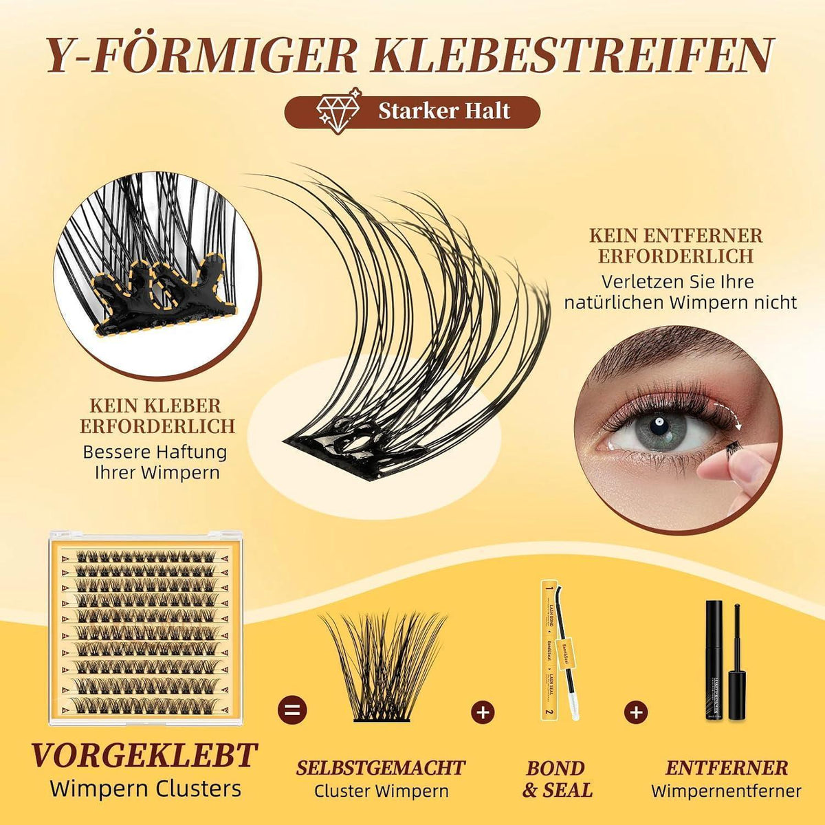 Selbstklebende Wimpern 120 Stück – Kein Kleber, Einfaches Auftragen