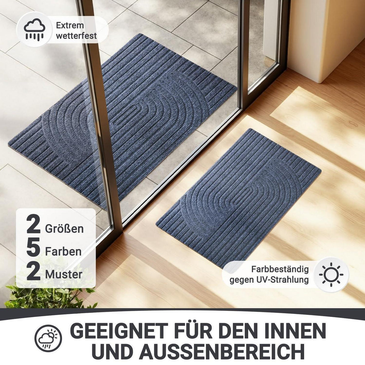 Fußmatte Grau 60x90cm - Rutschfest & Schmutzfang