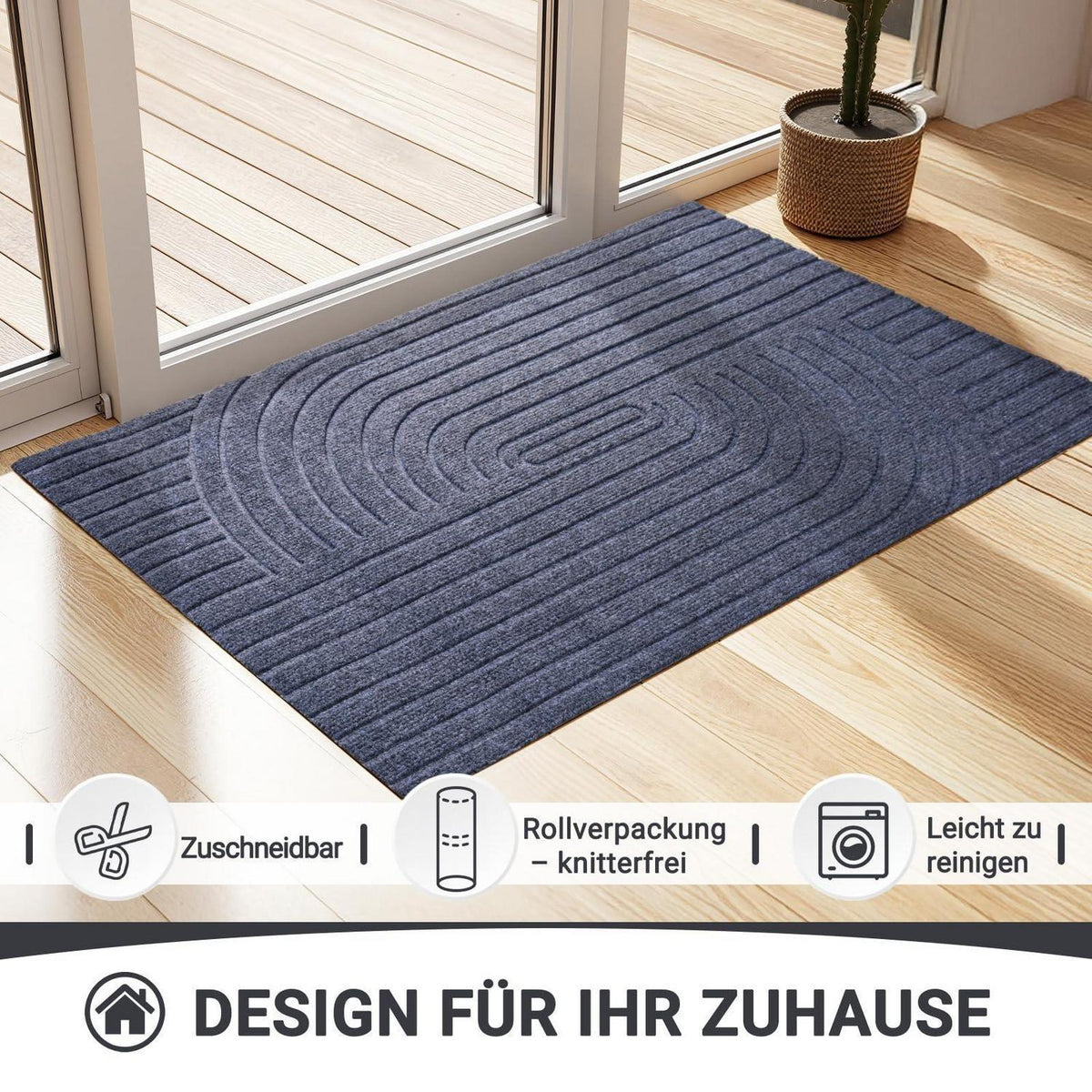 Fußmatte Grau 60x90cm - Rutschfest & Schmutzfang
