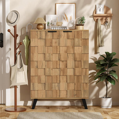 Schuhschrank Holz, Schmal & Hoch, 5 Fächer, Verstellbar