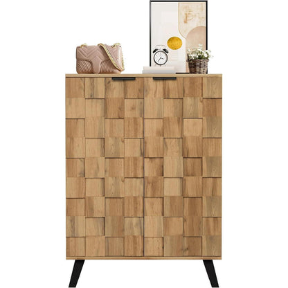 Schuhschrank Holz, Schmal & Hoch, 5 Fächer, Verstellbar