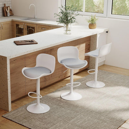 Höhenverstellbarer Barhocker 2er Set Weiß/Grau