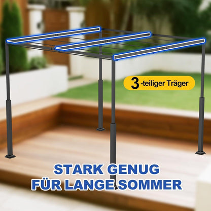 Verstellbare Pergola 3x4m – Terrassenüberdachung für Garten & Pool
