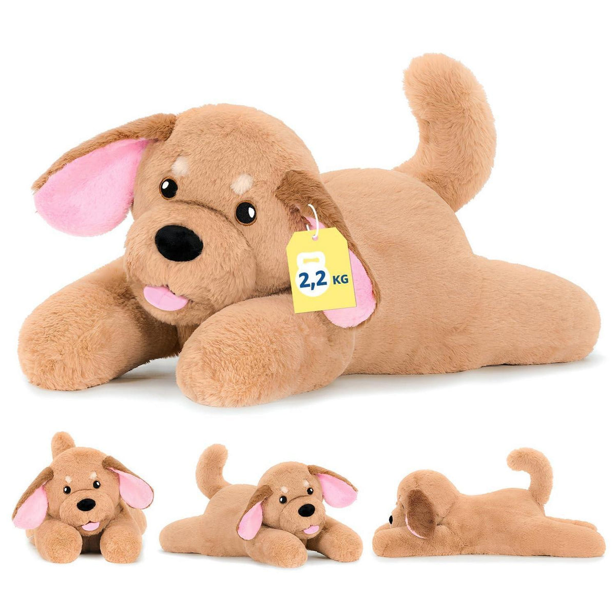 Gewichteter Kuscheltier Hund 65cm - Plüsch Kissen zum Kuscheln