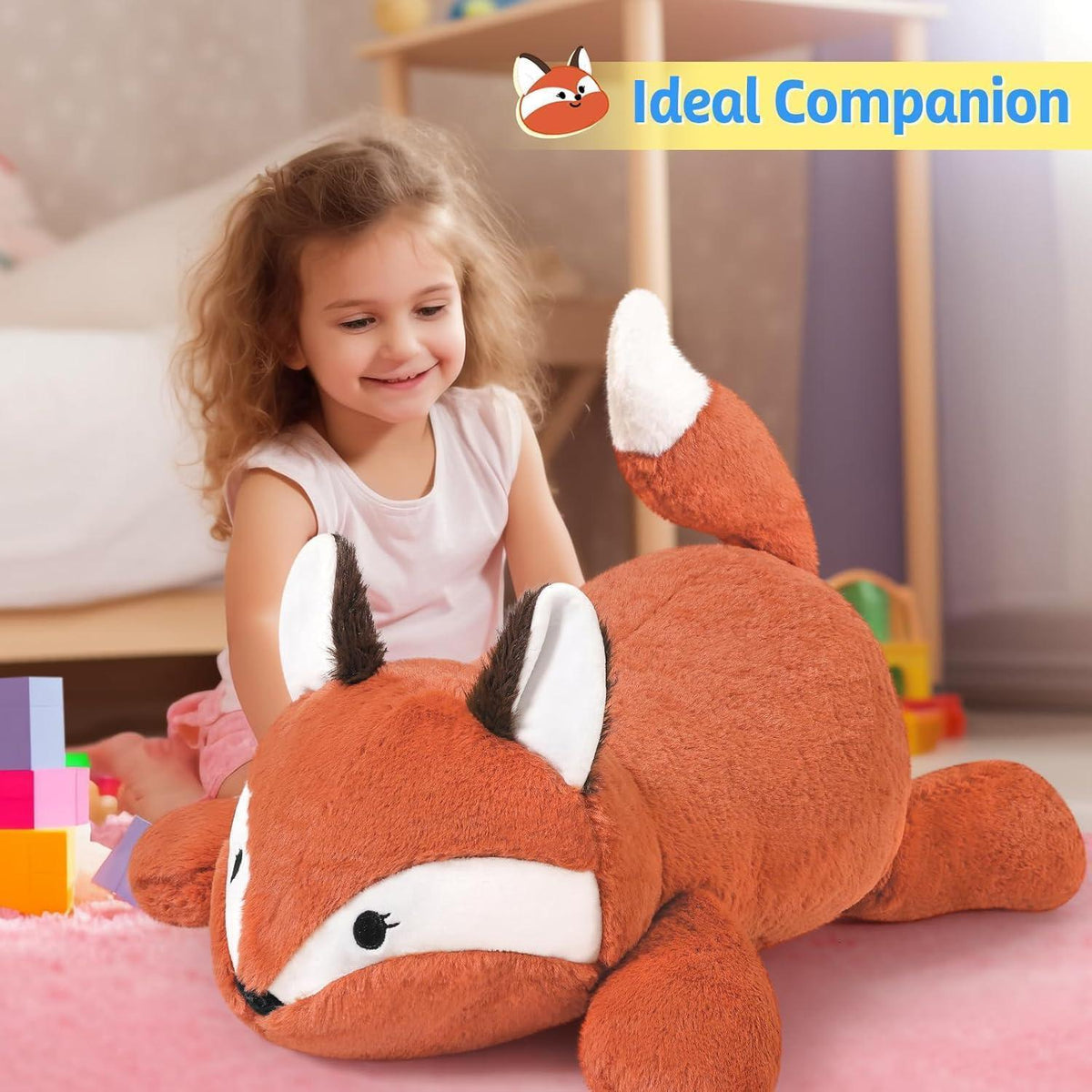 Gewichtetes Kuscheltier Fuchs 65cm - Plüschkissen zum Kuscheln
