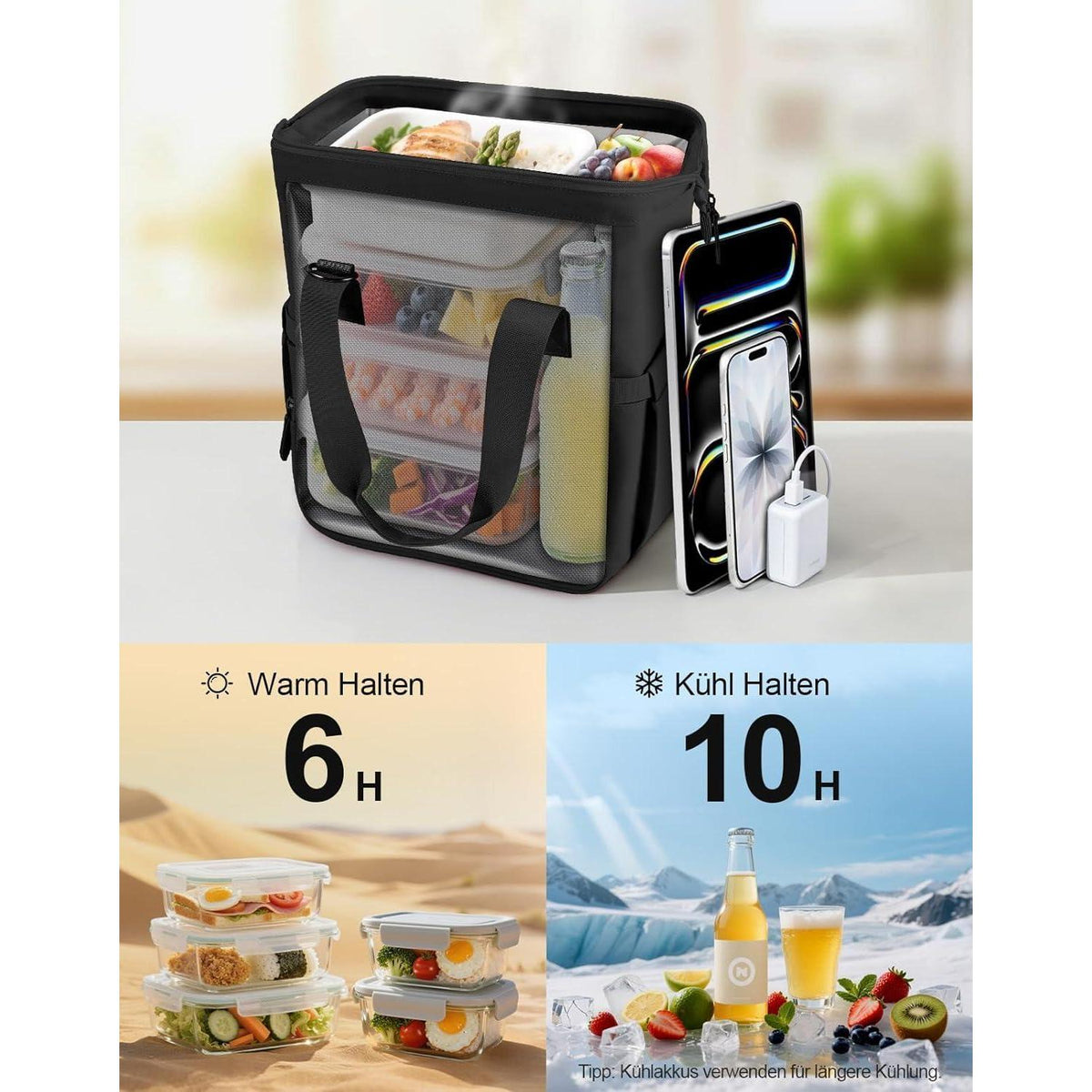 Kühltasche 20L – Wasserdichte Lunchtasche mit Fächern & Gurt
