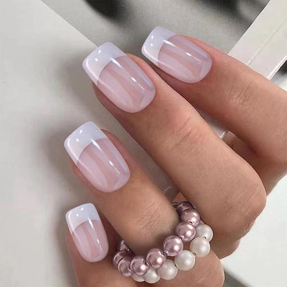 Französische Fingernägel zum Aufkleben – 24 Stück mit Jelly-Gel-Kit