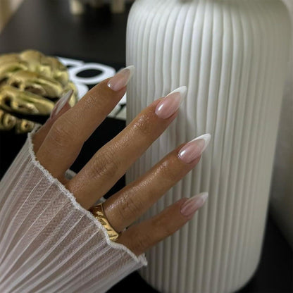24er Set Mandel-French Nails zum Aufkleben mit Zubehör