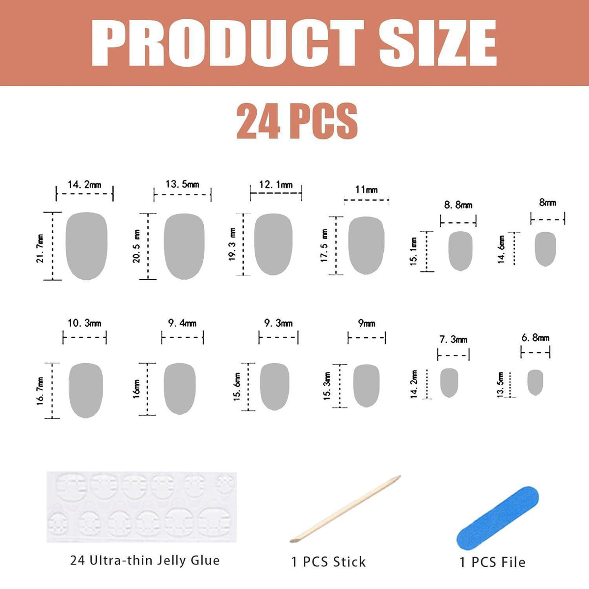 Rote Blumen Press on Nails – 24tlg. Almond Set