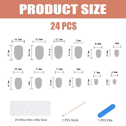 Rote Blumen Press on Nails – 24tlg. Almond Set