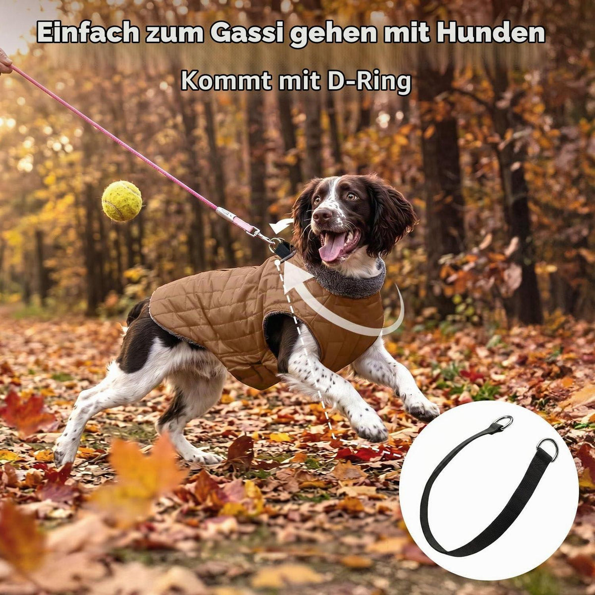 Warmer Fleece Hundemantel mit Geschirr & D-Ring – Winterjacke XS