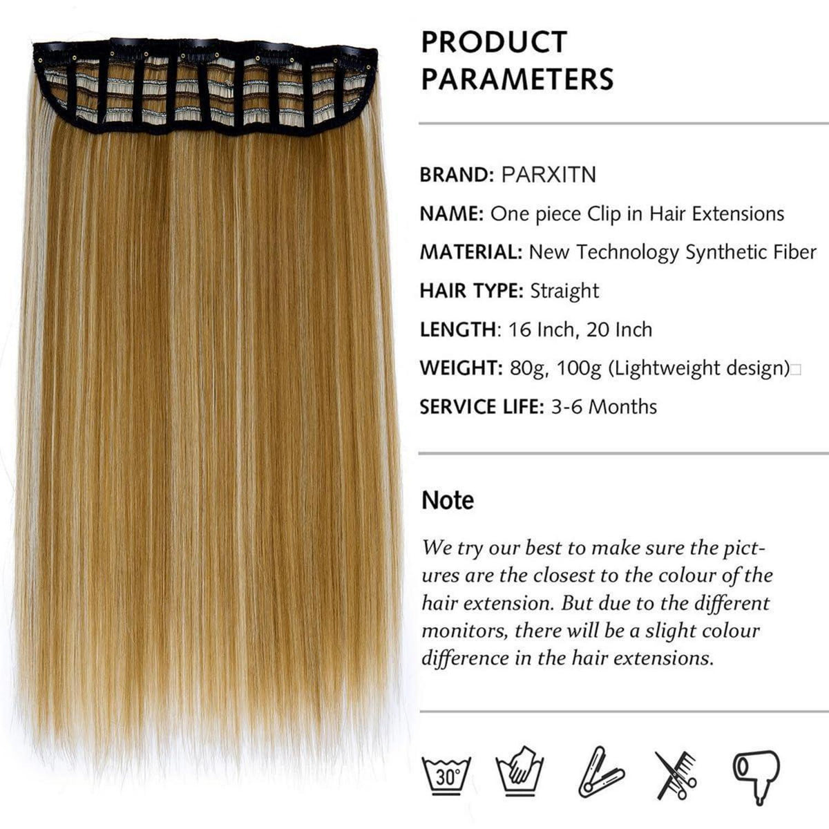 Haarverlängerung Clip-in Gerade Synthetik 40cm Dunkelblond/Blond