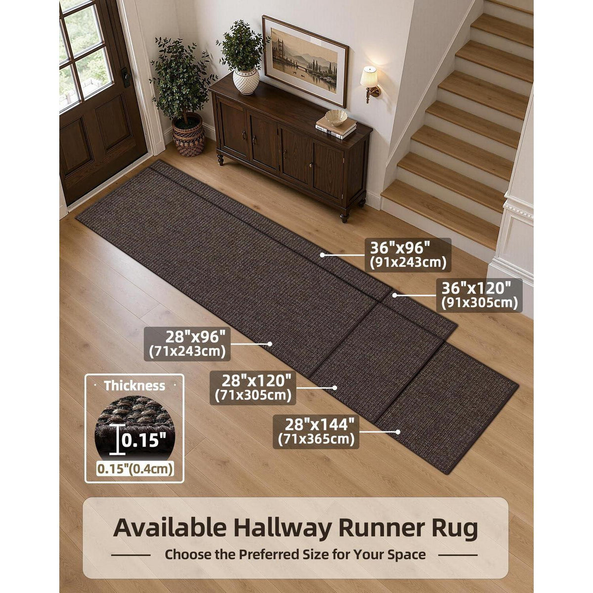 Schmutzfangmatte Braun 91x305cm - Fußmatte Innen für Küche & Flur