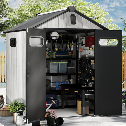 Gartenhaus Kunststoff Grau – 1,8 x 1,8m, Wetterfest & Abschließbar