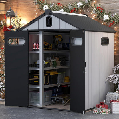 Gartenhaus Kunststoff Grau – 1,8 x 1,8m, Wetterfest & Abschließbar