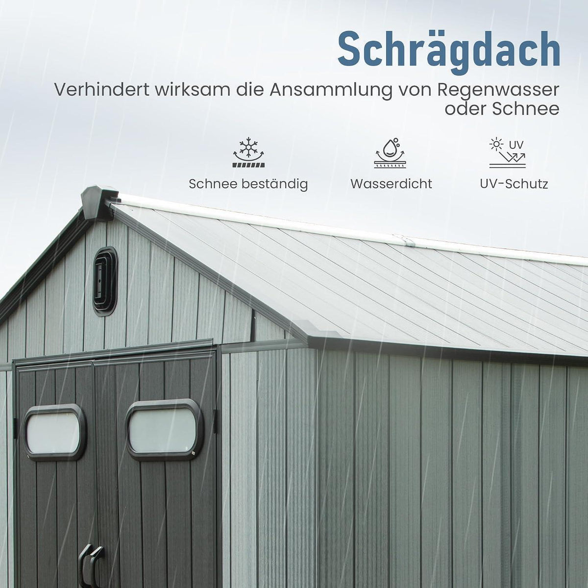 Gartenhaus Kunststoff Grau – 1,8 x 1,8m, Wetterfest & Abschließbar