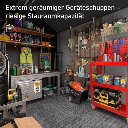 Gartenhaus Kunststoff Grau – 1,8 x 1,8m, Wetterfest & Abschließbar