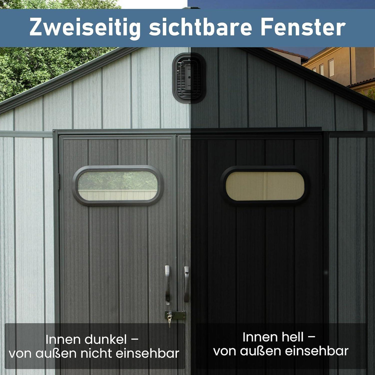 Gartenhaus Kunststoff Grau – 1,8 x 1,8m, Wetterfest & Abschließbar