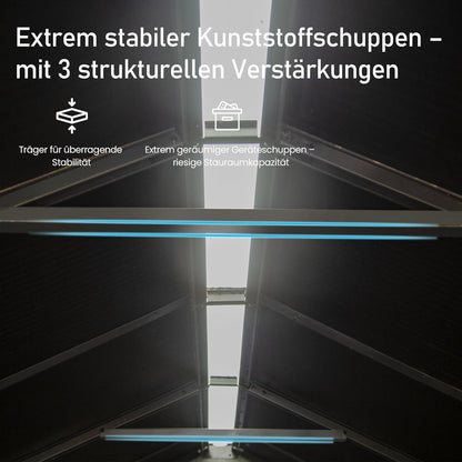 Gartenhaus Kunststoff Grau – 1,8 x 1,8m, Wetterfest & Abschließbar