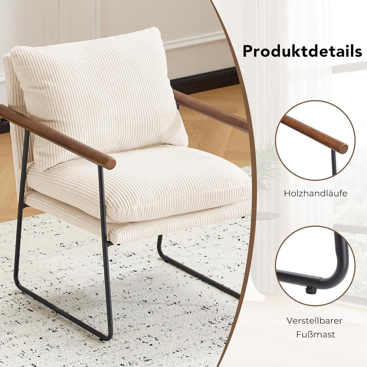 Extragroßer Ohrensessel Bouclé Beige – Komfortabler Loungesessel