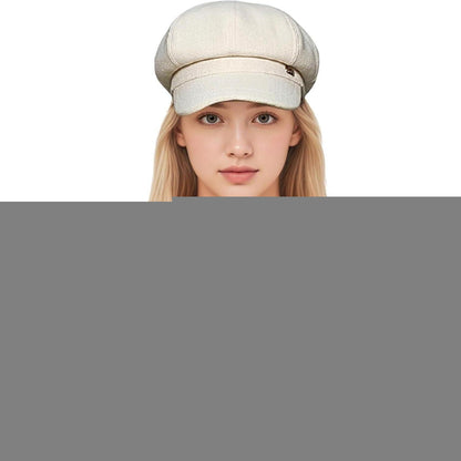 Vintage Baskenmütze Damen - Warme Winter Mütze Beige