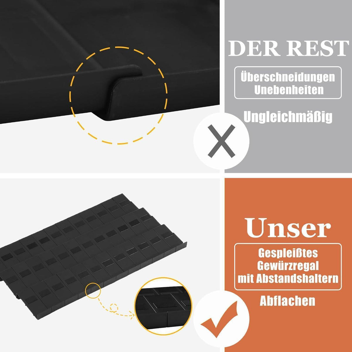 Gewürz Organizer Schublade 24er Set mit 24 Streuern, Schwarz