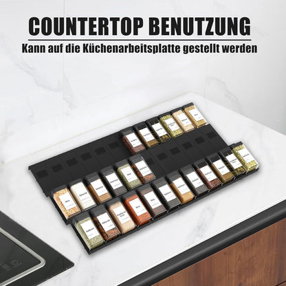 Gewürz Organizer Schublade 24er Set mit 24 Streuern, Schwarz