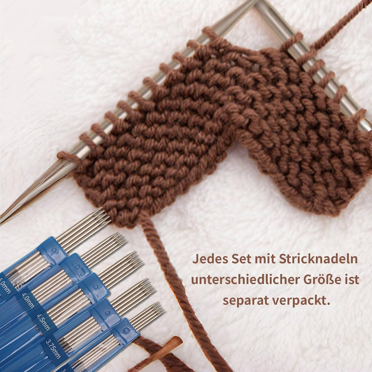 Doppelspitzen Stricknadel Set Edelstahl – 65 Teile, 13 Größen