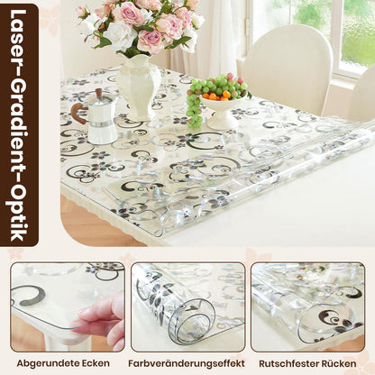 Transparente Tischfolie Blumenmuster 100x200 cm | Wasserdicht & Kratzfest