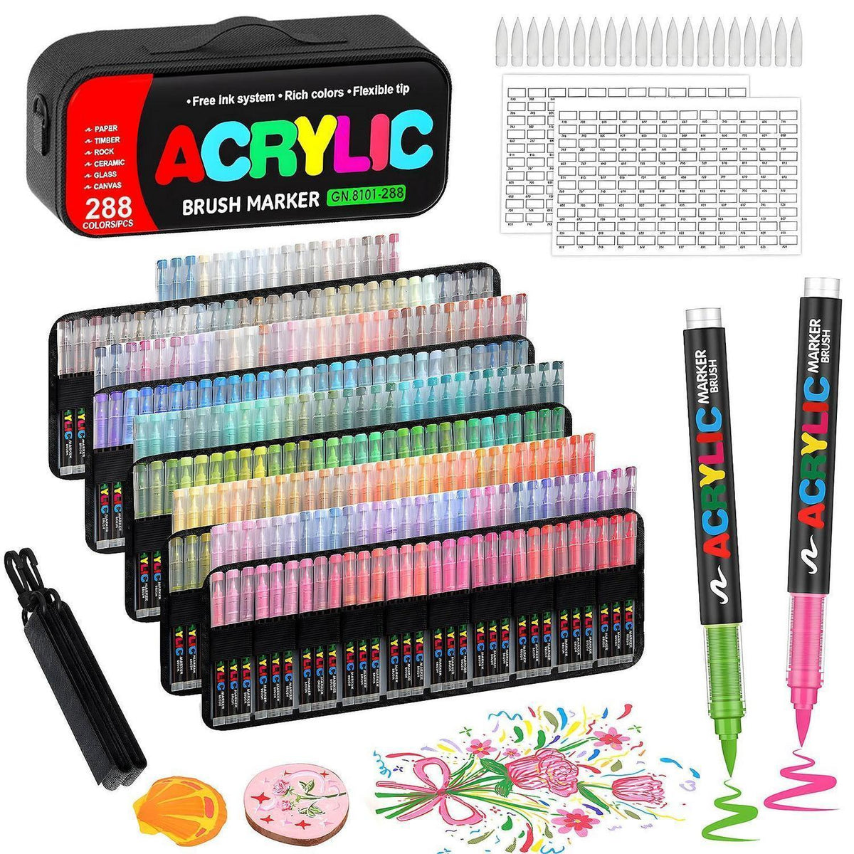 288 Acrylstifte Set wasserfest – Vielseitig zum Bemalen & Basteln