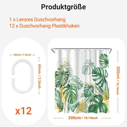 Goldrandiger Duschvorhang Bambusblätter 200x200 cm