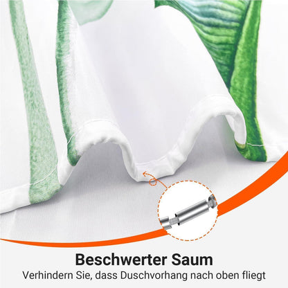 Goldrandiger Duschvorhang Bambusblätter 200x200 cm