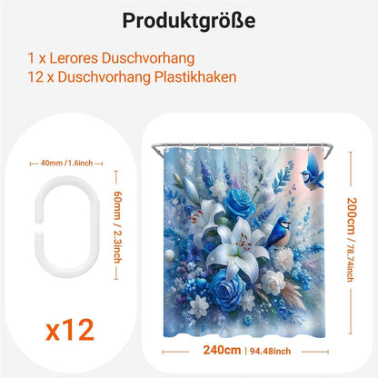 Duschvorhang blauer Vogel 240x200 cm | Wasserabweisend & Antischimmel