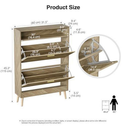 Schuhschrank Holz 2 Klappen | Schuhregal für 8-16 Paar Schuhe