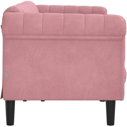 Rosa Samt 3-Sitzer Sofa – Modernes Bodencouch Sofa