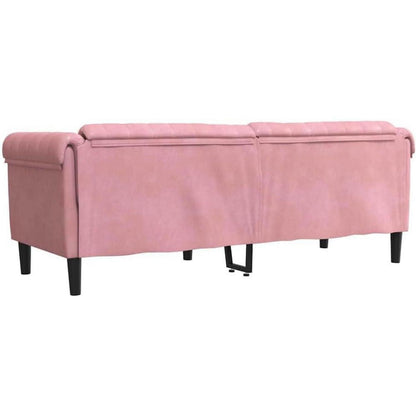 Rosa Samt 3-Sitzer Sofa – Modernes Bodencouch Sofa