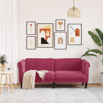 2-Sitzer Sofa Weinrot Samt mit Schlaffunktion