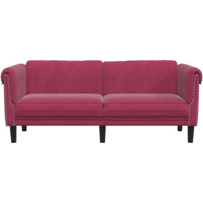 2-Sitzer Sofa Weinrot Samt mit Schlaffunktion