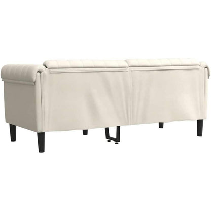 2-Sitzer Sofa Creme Samt – Bequeme Leseecke mit Holzbeinen