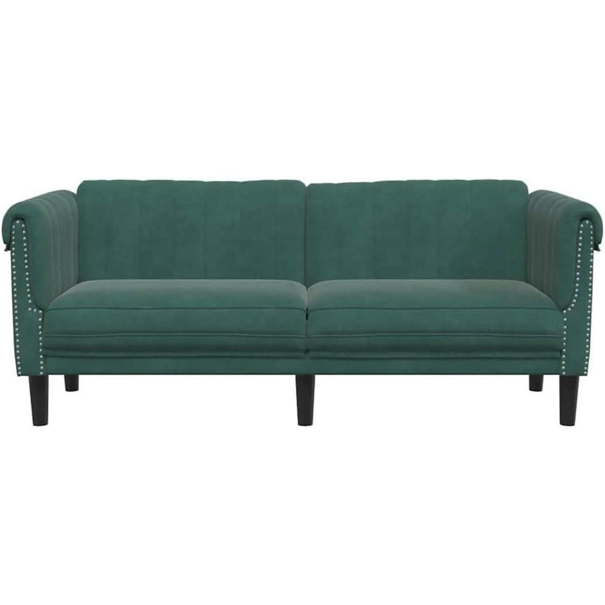 2-Sitzer Sofa Dunkelgrün Samt | Moderner Akzentstuhl mit Kissen