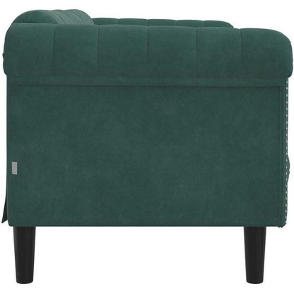 2-Sitzer Sofa Dunkelgrün Samt | Moderner Akzentstuhl mit Kissen